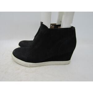 L. Paolo Womens Sz 8 M Black Leather Wedge Zip Ankle Fashion Boots